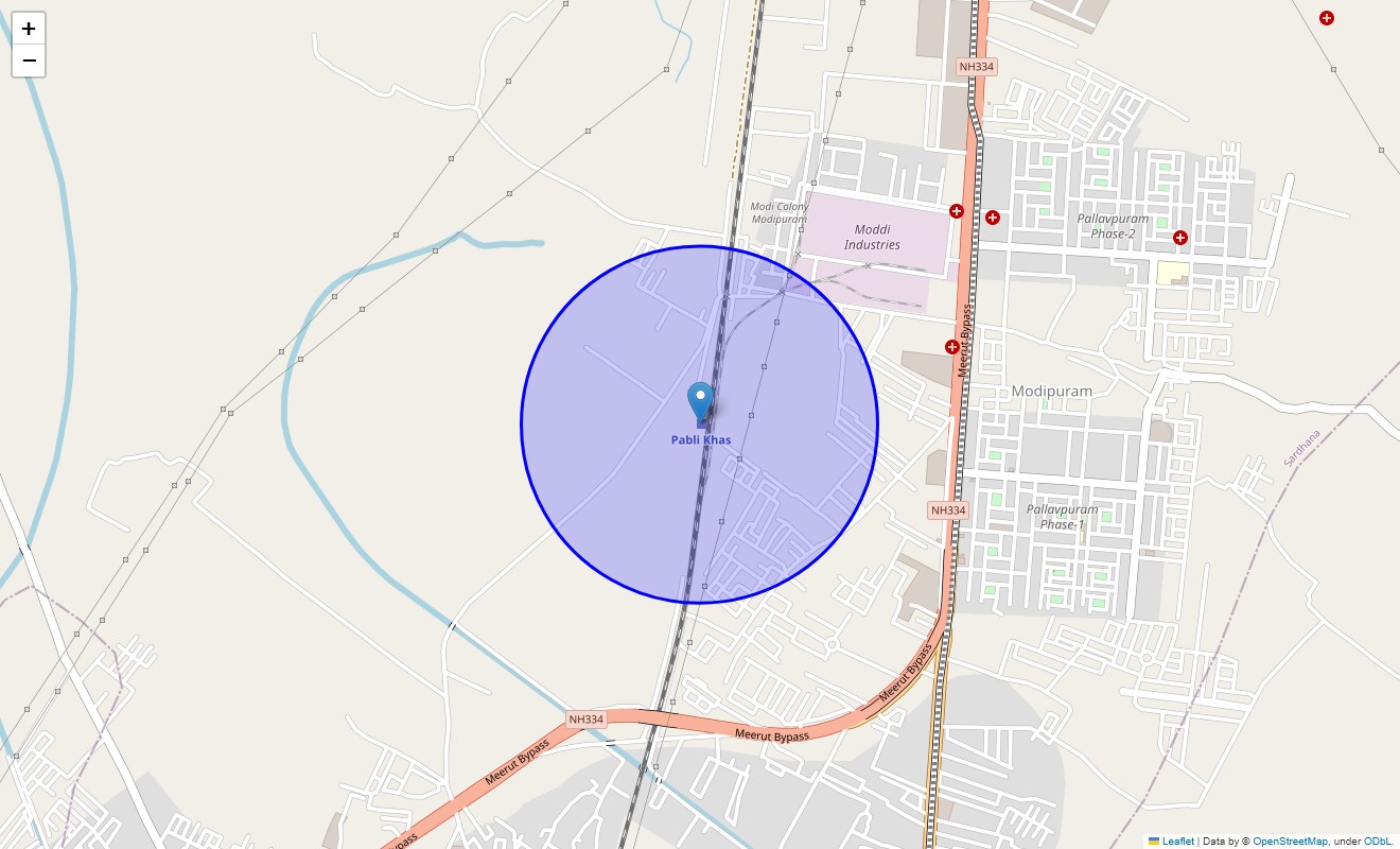 Location Map of Pabli Khas, Meerut