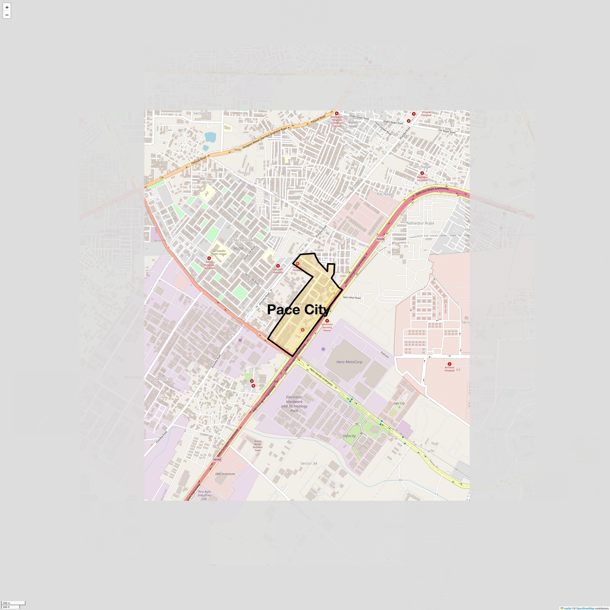 Location Map of Pace City, Gurgaon