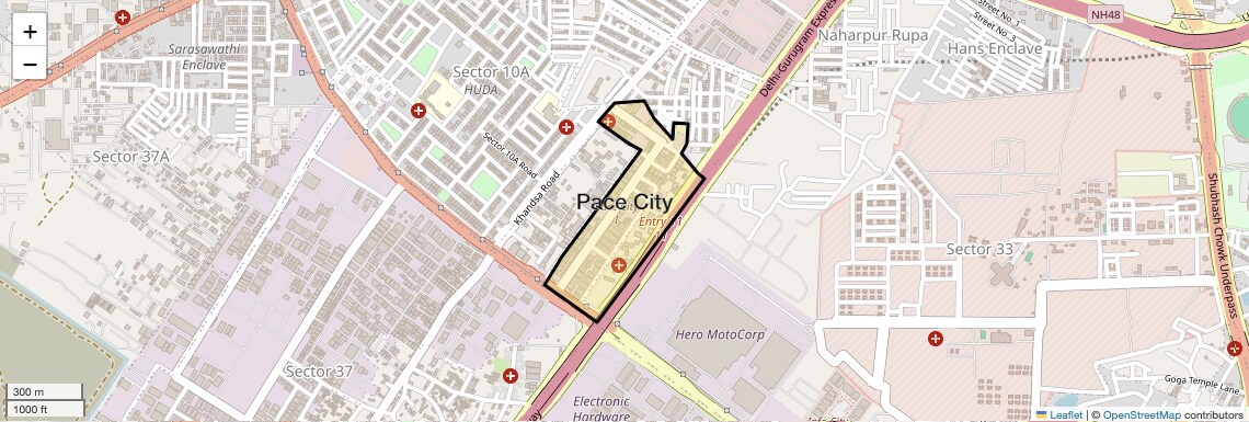 Location Map of Pace City, Gurgaon