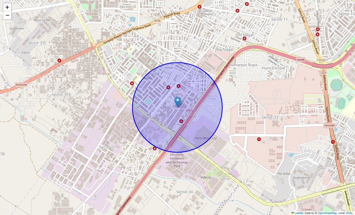 Location Map of Pace City, Gurgaon