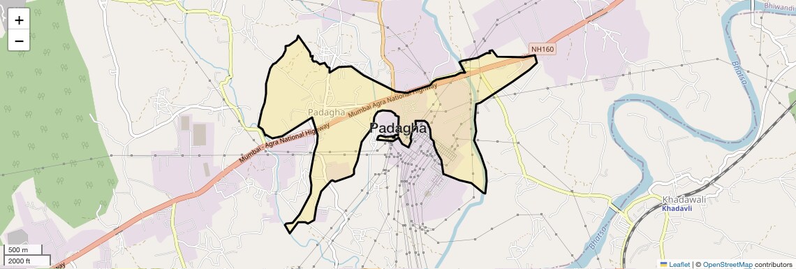 Location Map of Padagha, Thane