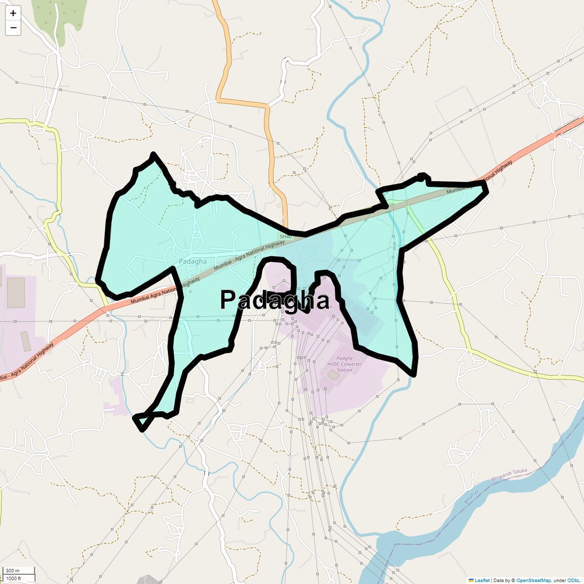 Location Map of Padagha, Thane