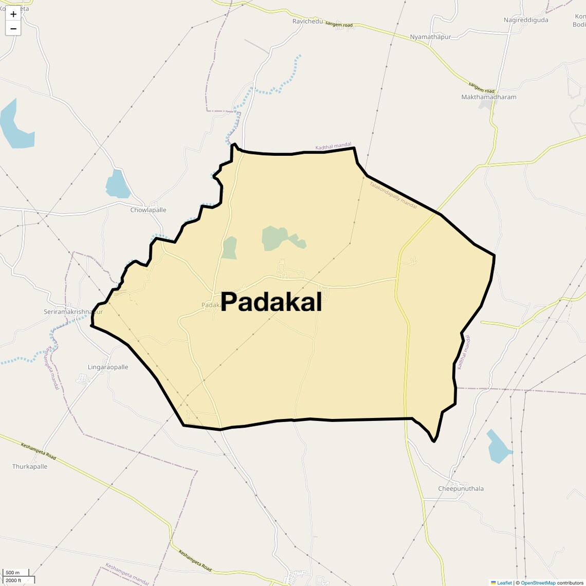 Location Map of Padakal, Hyderabad