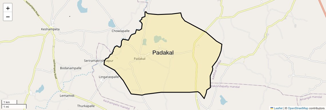 Location Map of Padakal, Hyderabad