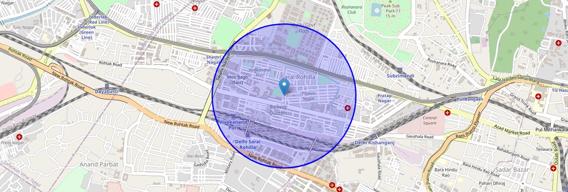 Location Map of Padam Nagar, Delhi