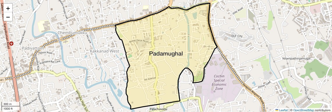 Location Map of Padamughal, Kochi