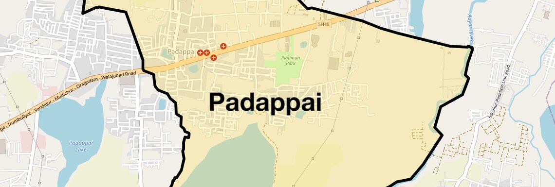 Location Map of Padappai, Chennai