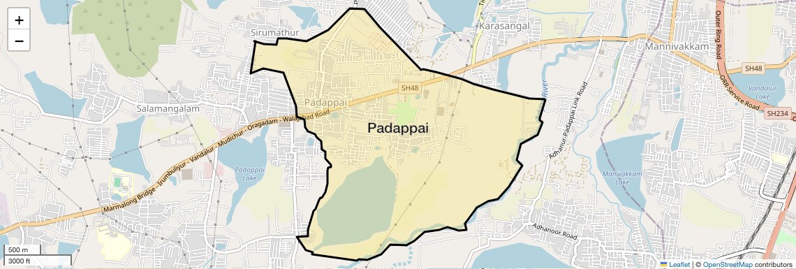 Location Map of Padappai, Chennai