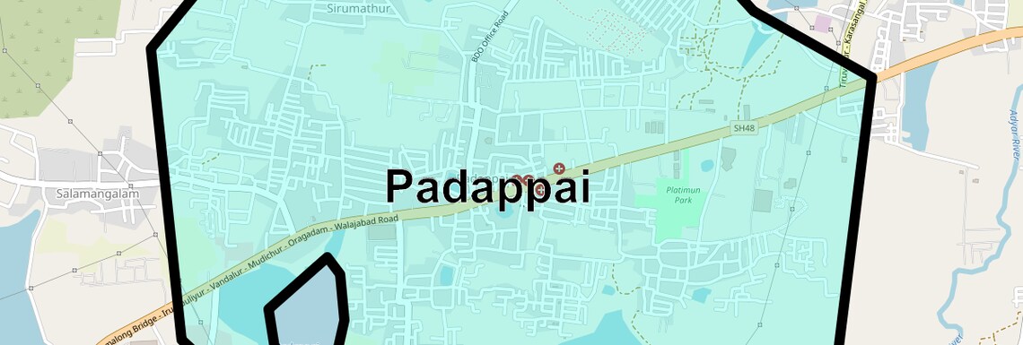 Location Map of Padappai, Chennai