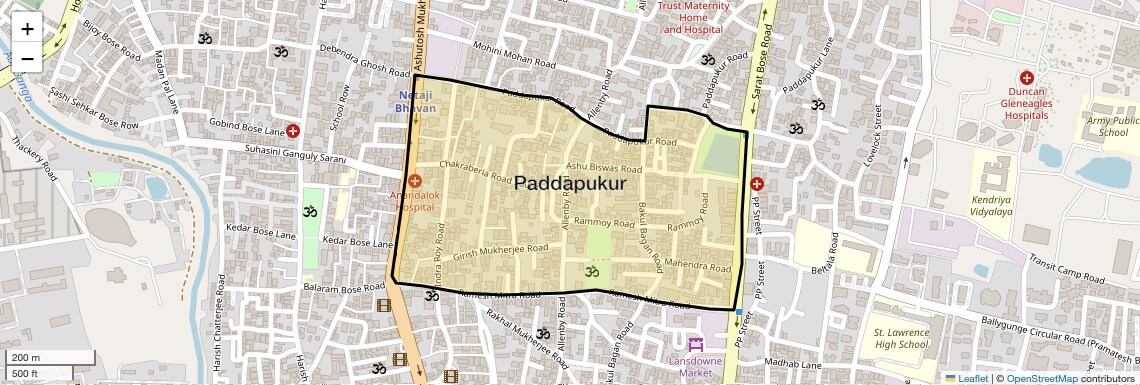 Location Map of Paddapukur, Kolkata