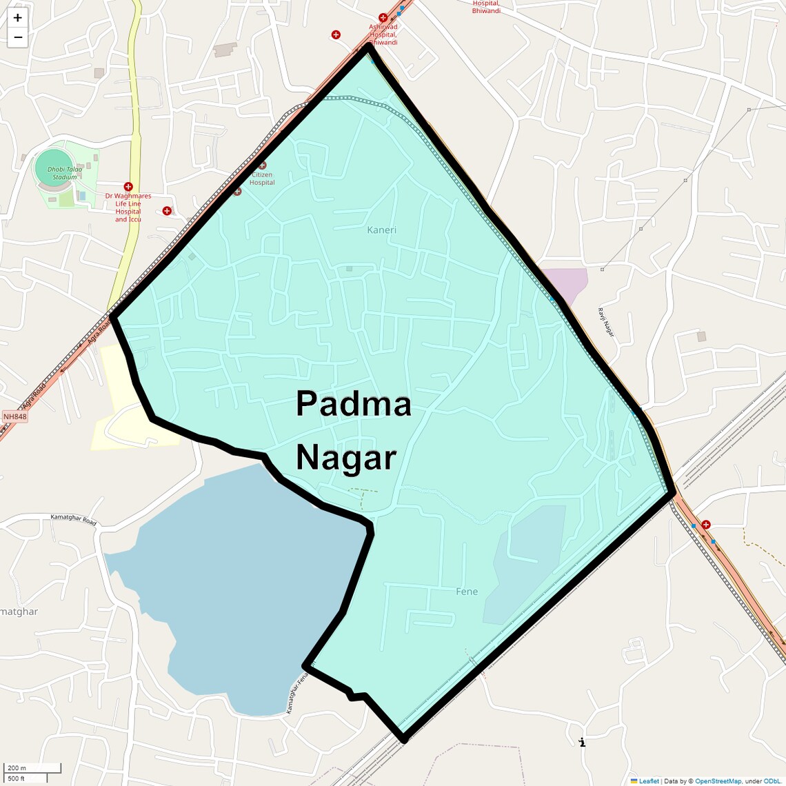Location Map of Padma Nagar, Thane