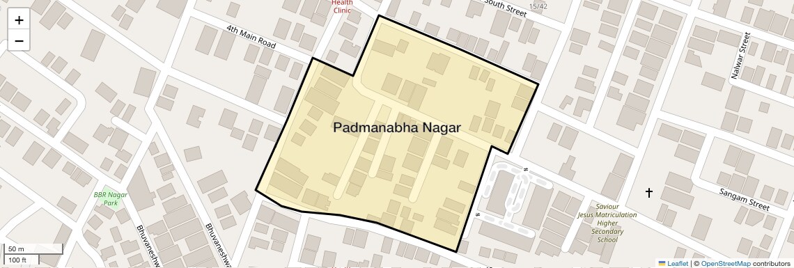 Location Map of Padmanabha Nagar, Chennai