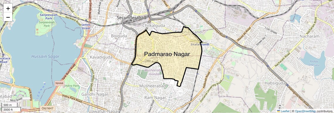 Location Map of Padmarao Nagar, Hyderabad