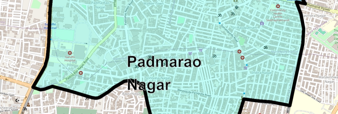 Location Map of Padmarao Nagar, Hyderabad
