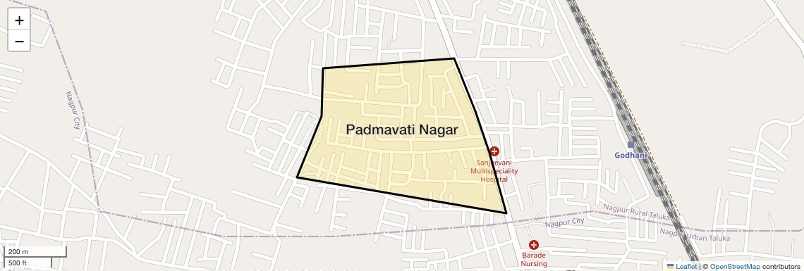 Location Map of Padmavati Nagar, Nagpur