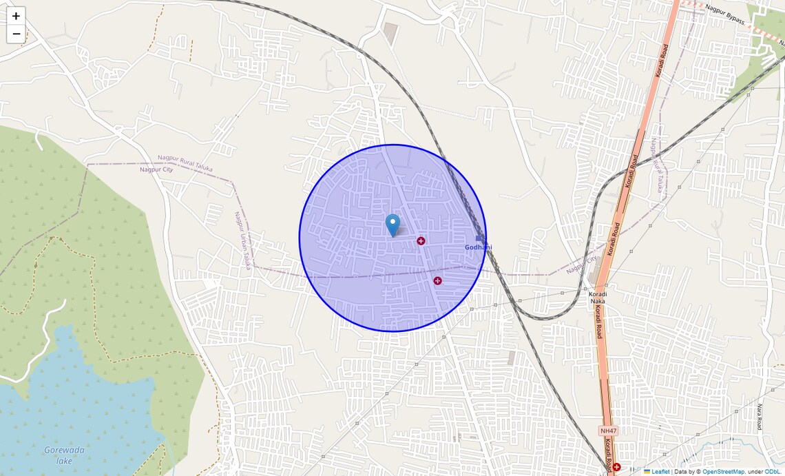 Location Map of Padmavati Nagar, Nagpur