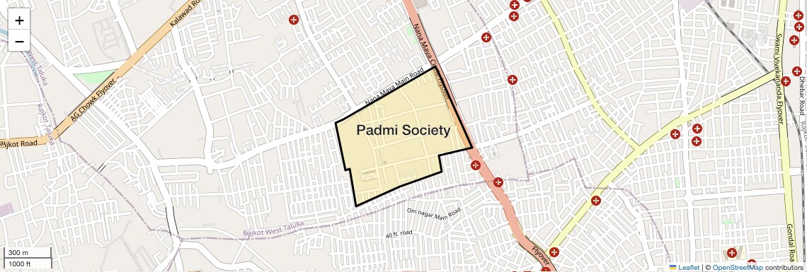 Location Map of Padmi Society, Rajkot