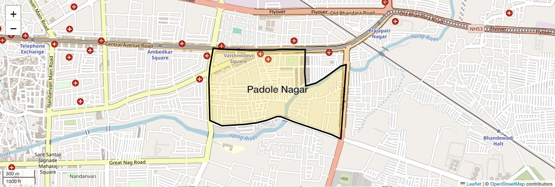 Location Map of Padole Nagar, Nagpur
