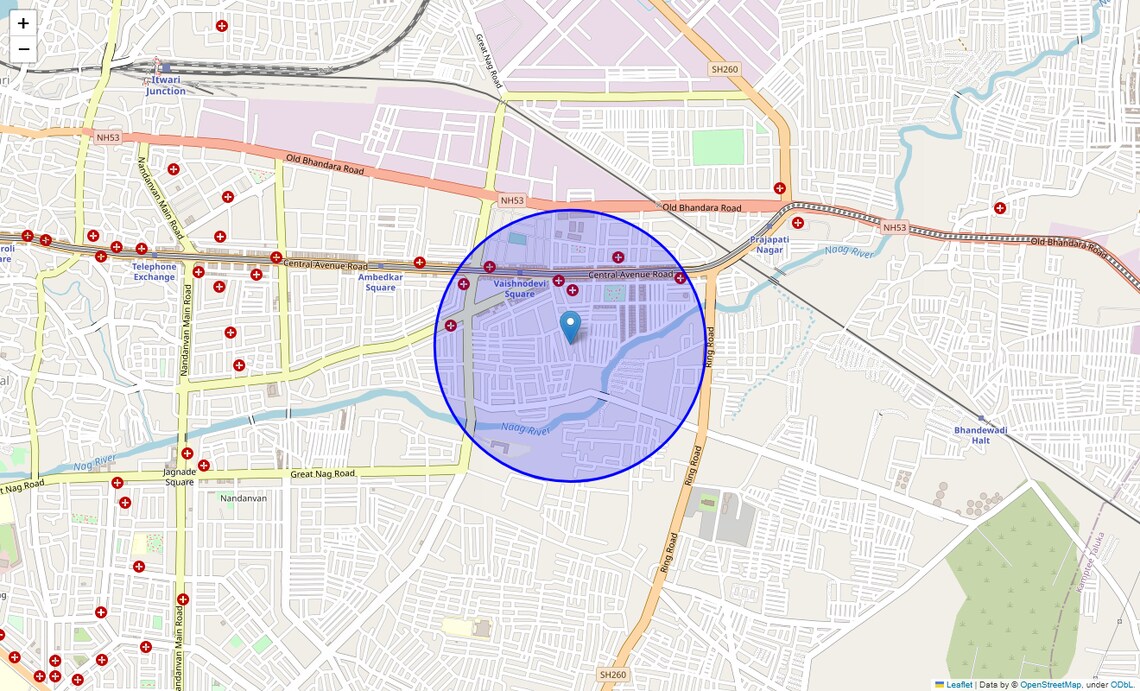 Location Map of Padole Nagar, Nagpur