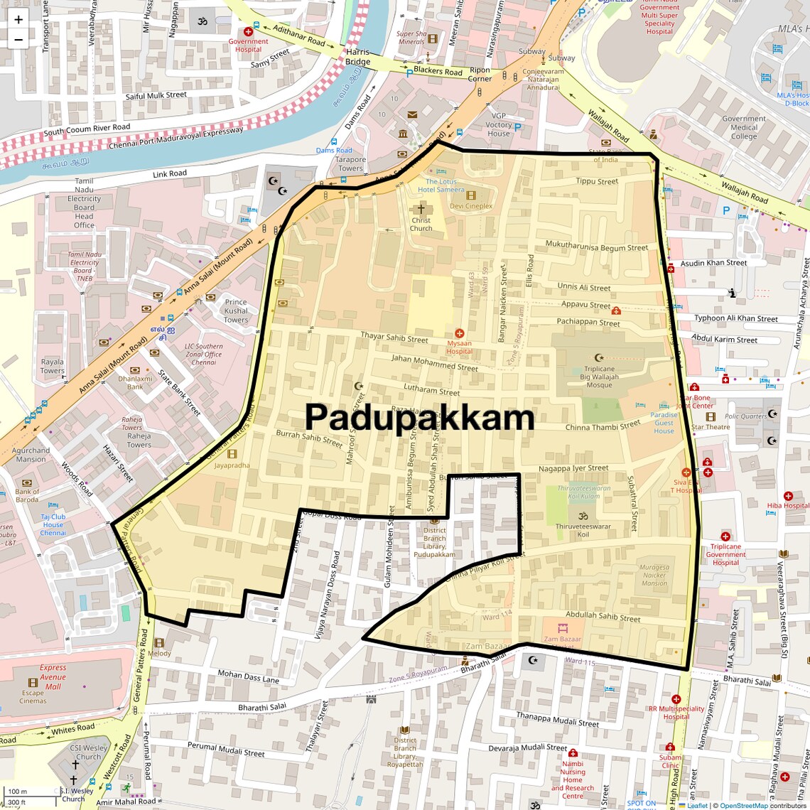 Location Map of Padupakkam, Chennai