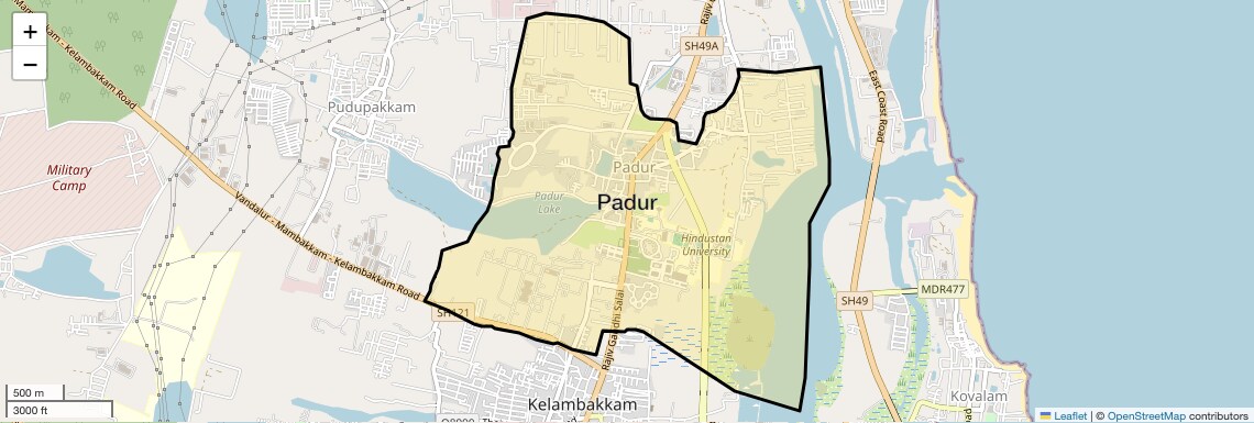 Location Map of Padur, Chennai