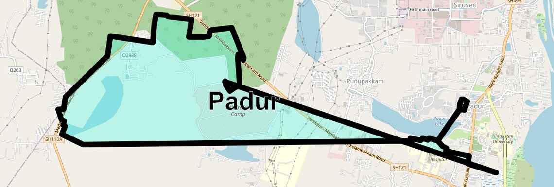 Location Map of Padur, Chennai