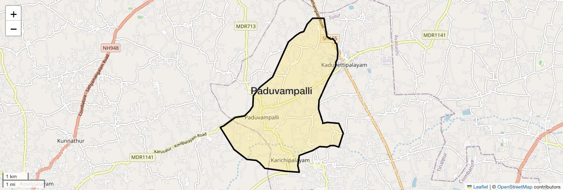 Location Map of Paduvampalli, Coimbatore