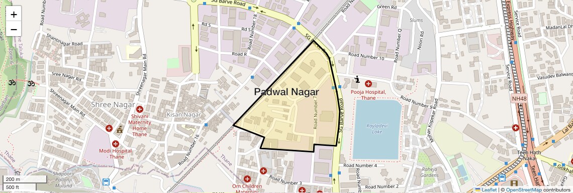 Location Map of Padwal Nagar, Thane