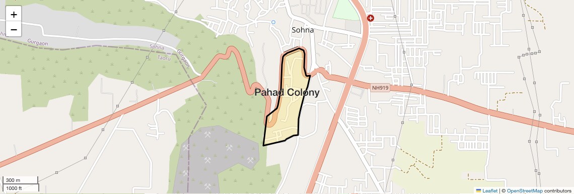 Location Map of Pahad Colony, Gurgaon
