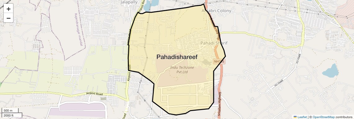 Location Map of Pahadishareef, Hyderabad