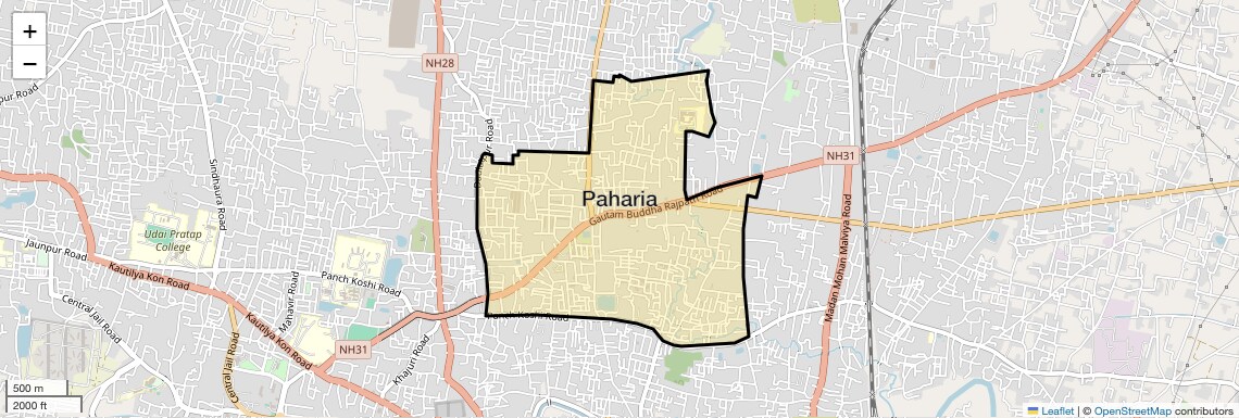 Location Map of Paharia, Varanasi