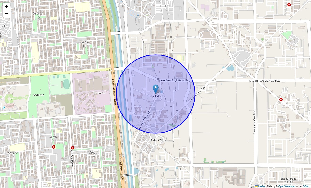 Location Map of Pahladpur Village, Faridabad