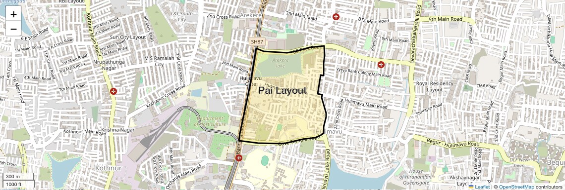 Location Map of Pai Layout, Bangalore