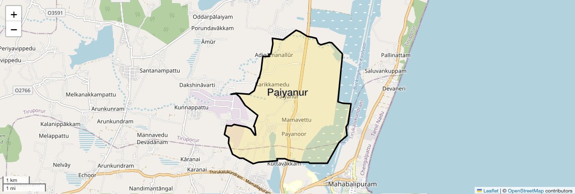 Location Map of Paiyanur, Chennai