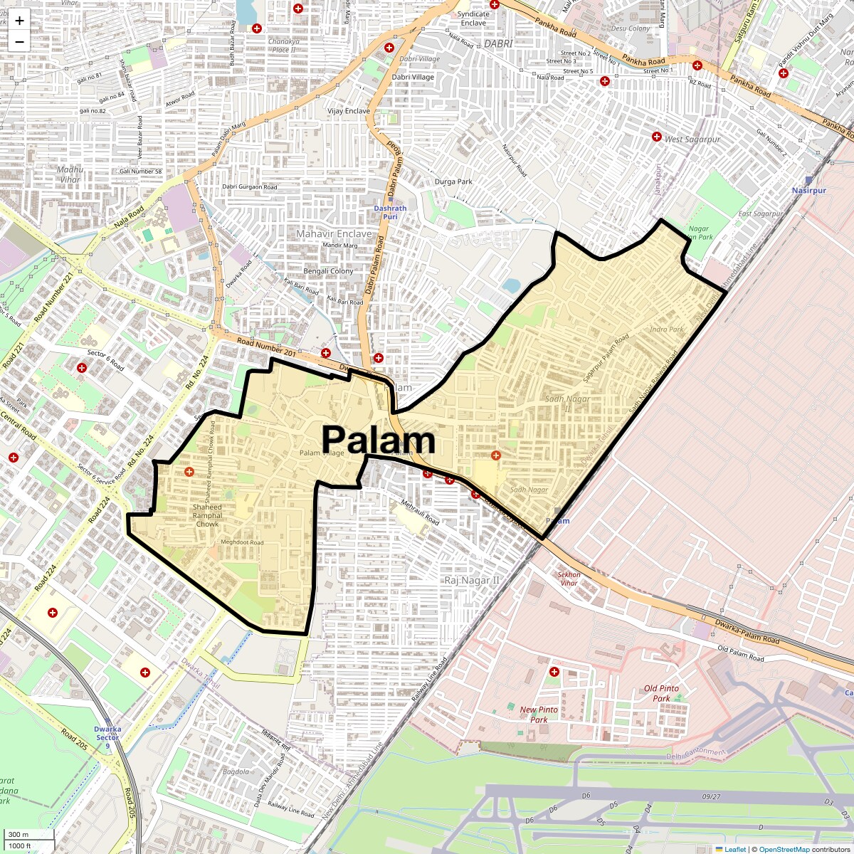 Location Map of Palam, Delhi