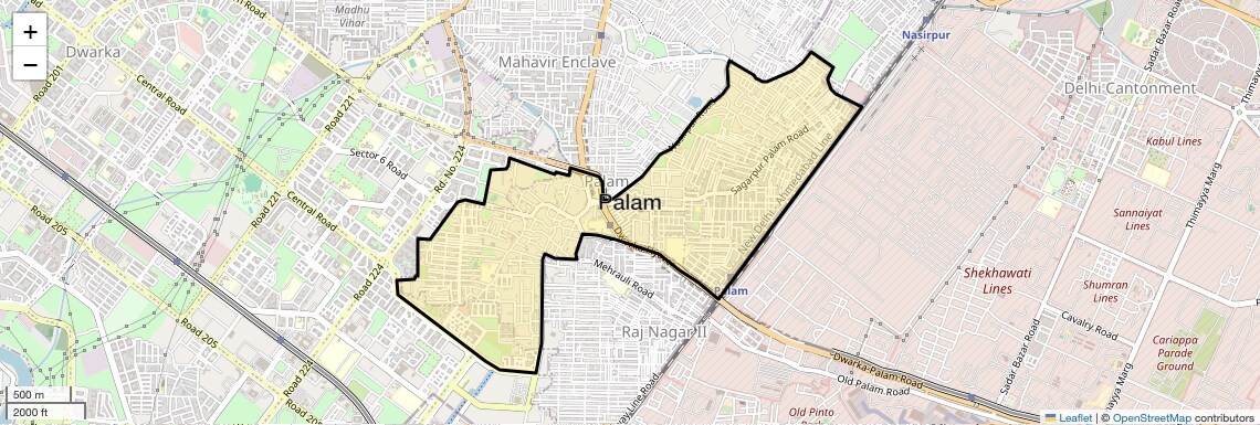 Location Map of Palam, Delhi