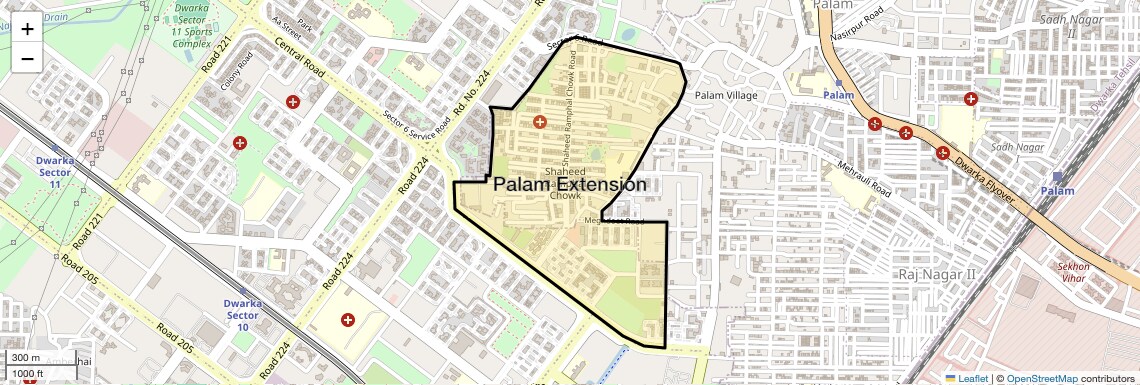 Location Map of Palam Extension, Delhi
