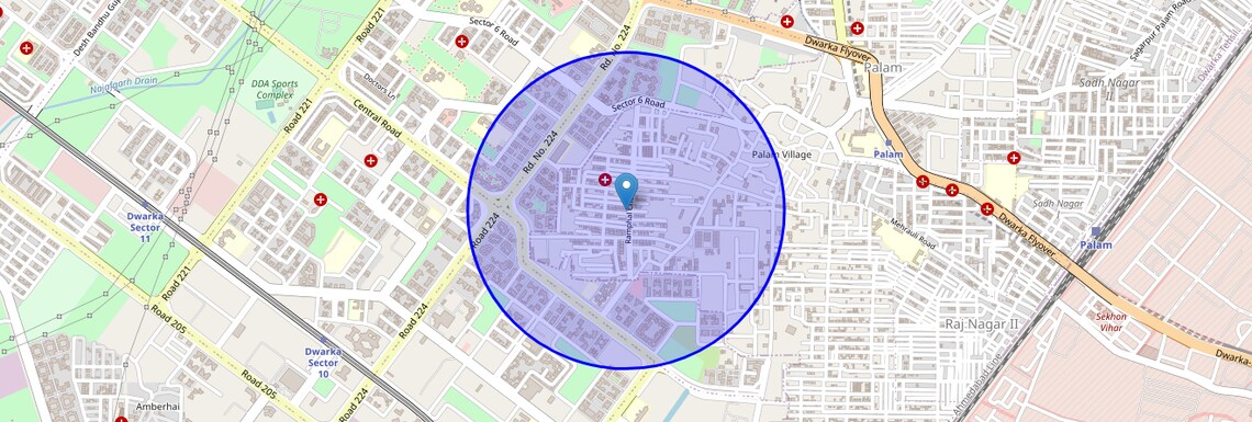 Location Map of Palam Extension, Delhi