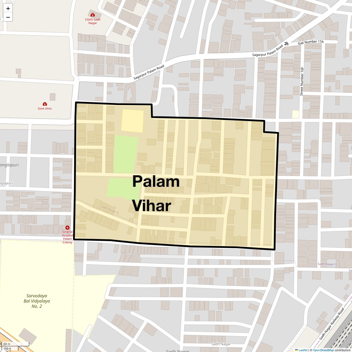 Location Map of Palam Vihar, Delhi