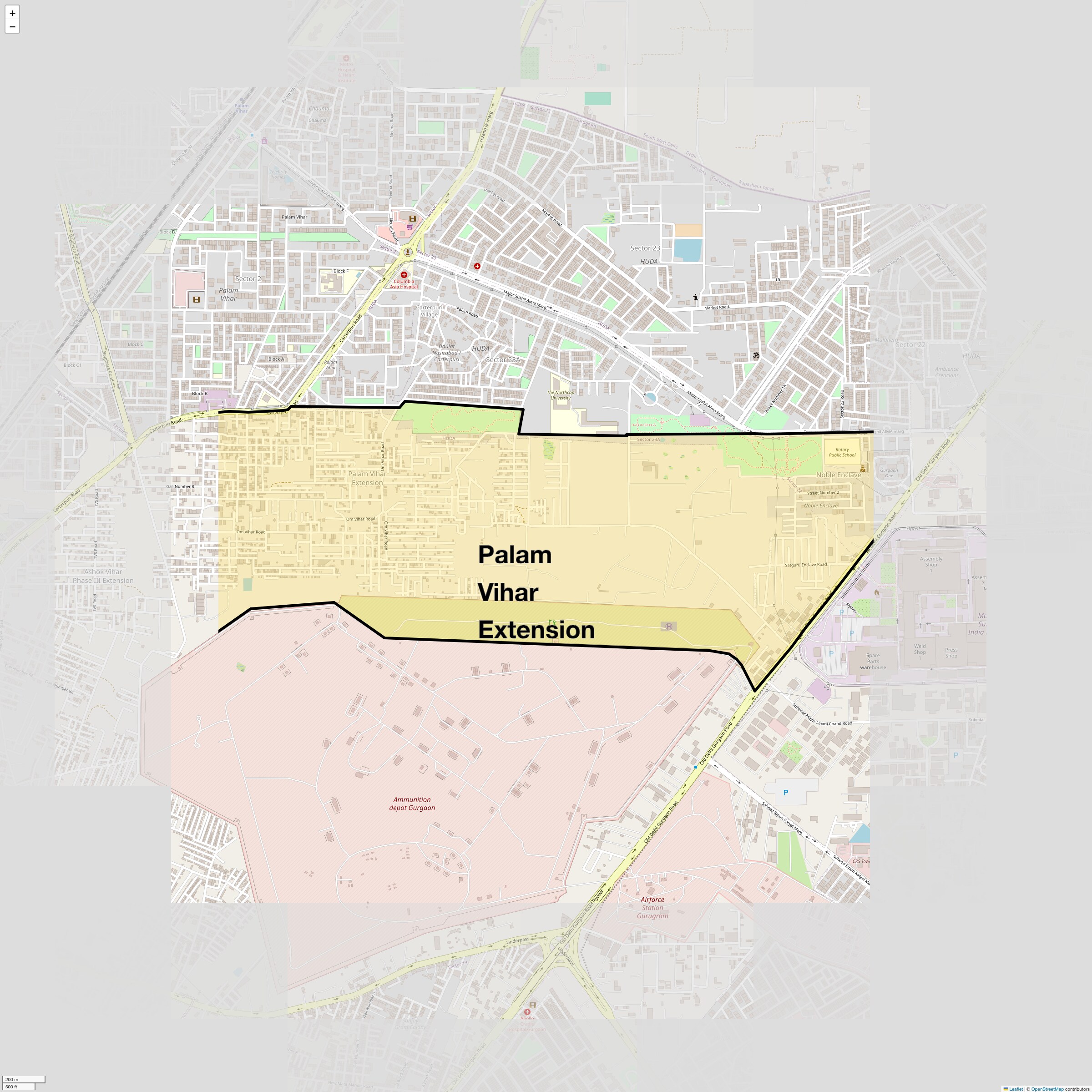Location Map of Palam Vihar Extension, Gurgaon