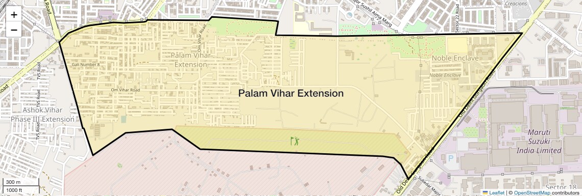 Location Map of Palam Vihar Extension, Gurgaon