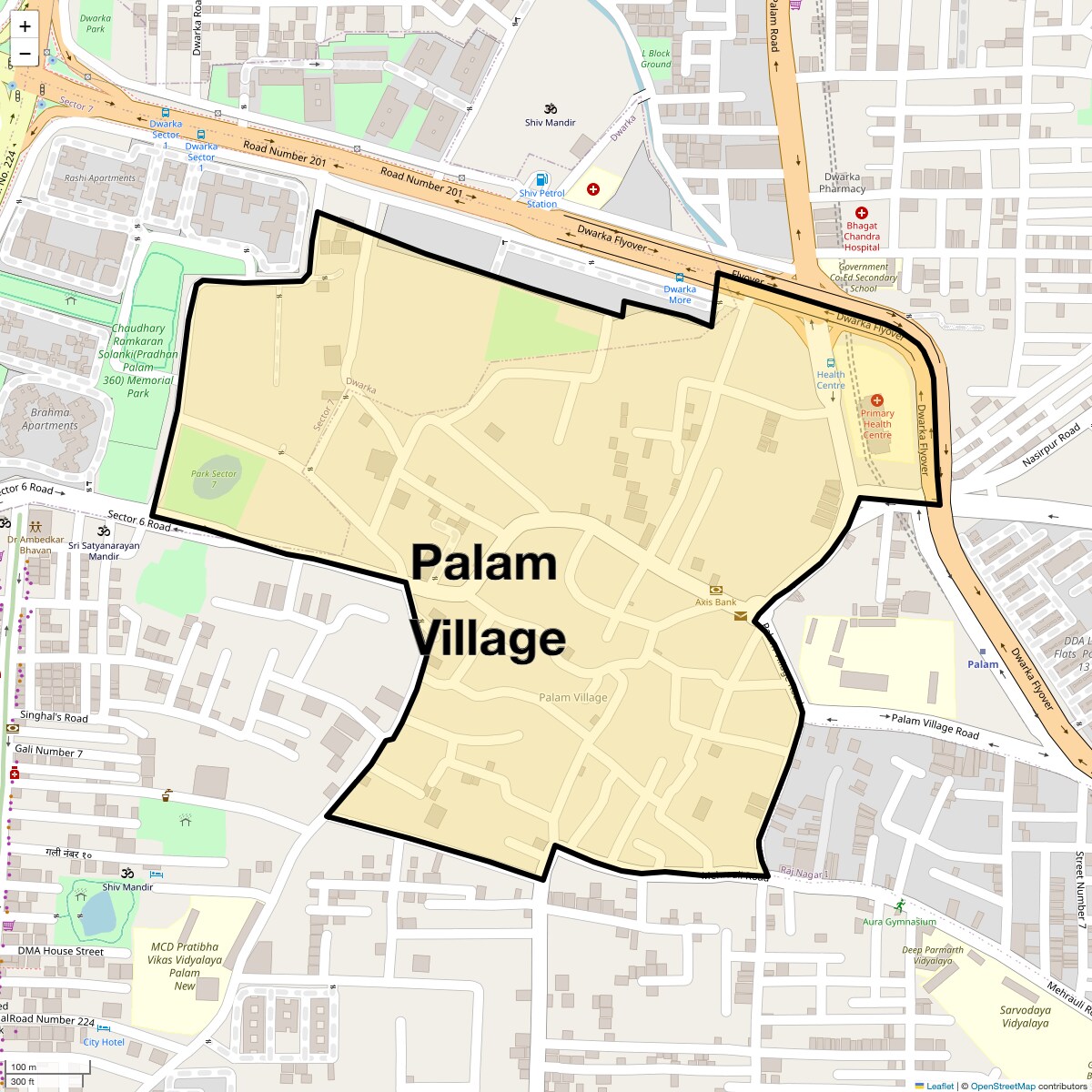 Location Map of Palam Village, Delhi
