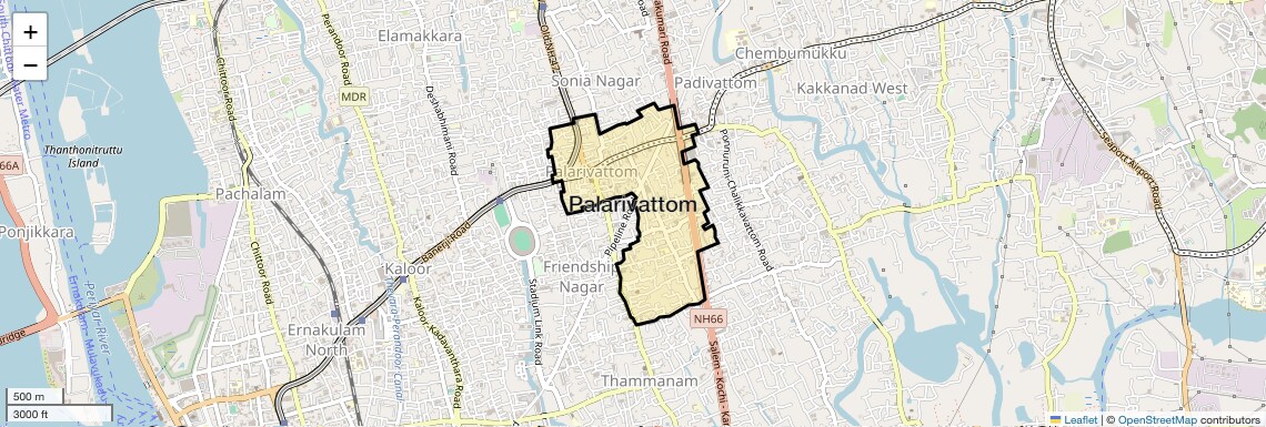 Location Map of Palarivattom, Kochi
