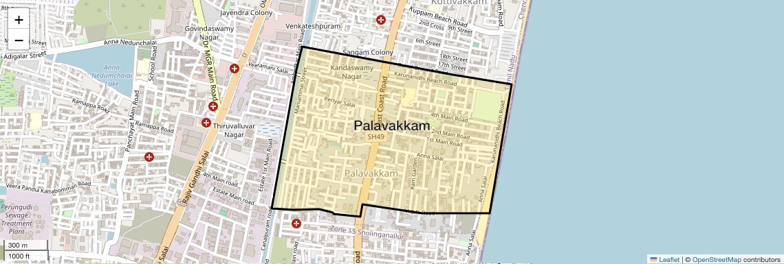 Location Map of Palavakkam, Chennai