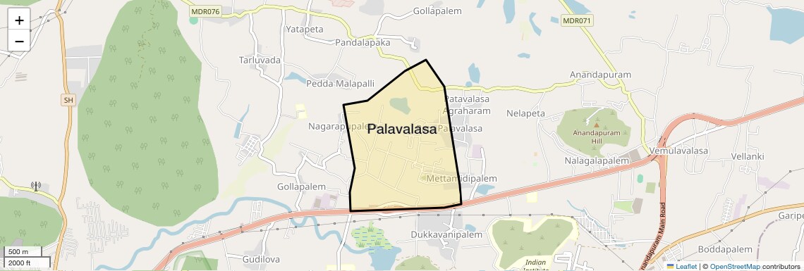 Location Map of Palavalasa, Vizag