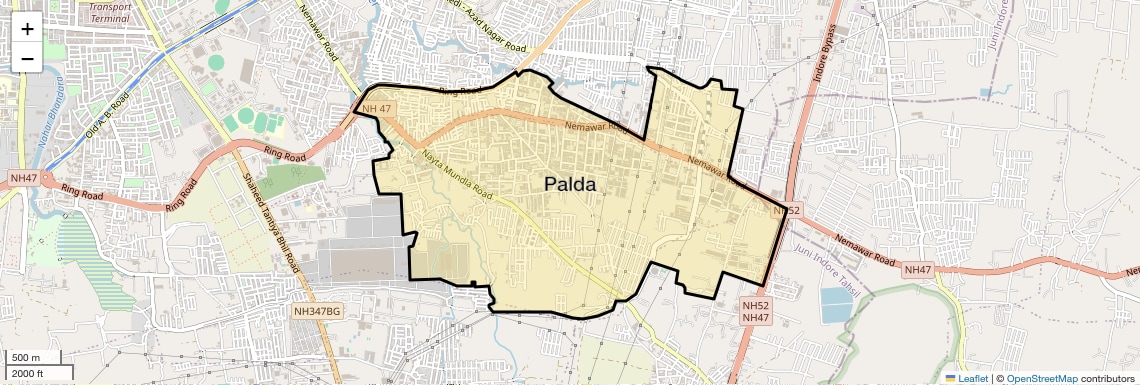 Location Map of Palda, Indore