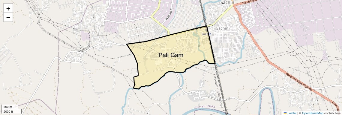 Location Map of Pali Gam, Surat