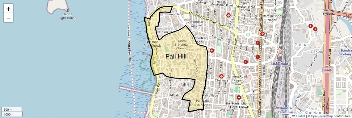 Location Map of Pali Hill, Mumbai