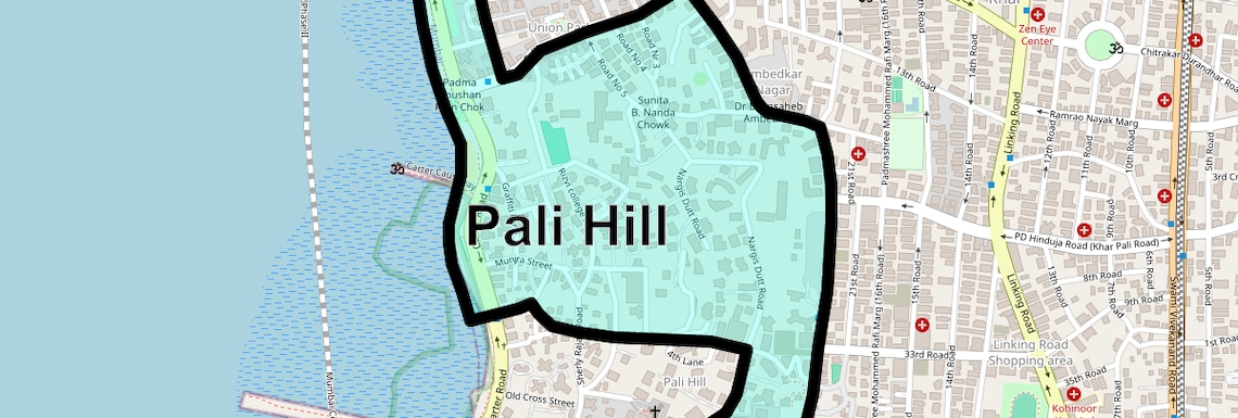 Location Map of Pali Hill, Mumbai