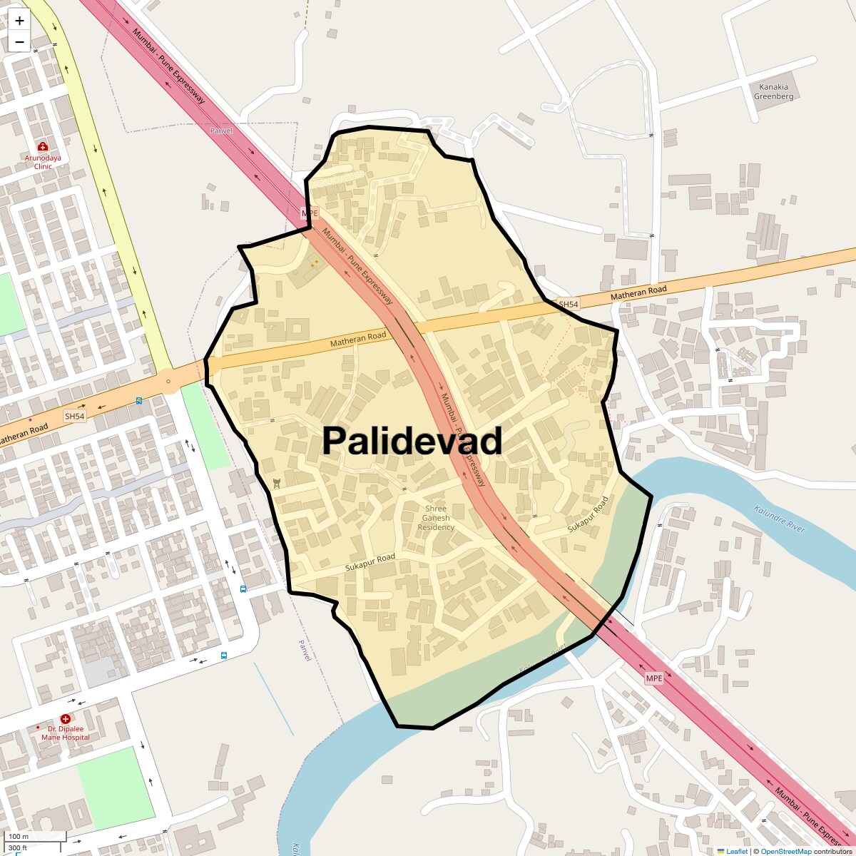 Location Map of Palidevad, Navi Mumbai